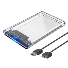 CASE PARA HD EXTERNO GAVETA 2,5 USB 3.0 TRANSPARENTE RÁPIDO