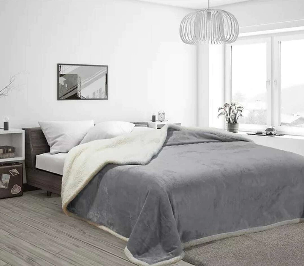 Flannel liso con corderito Queen