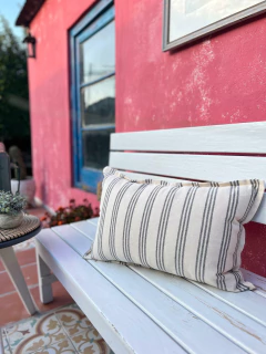 FUNDA 60 X 40 LINO POLO RAYADO CENIZA / LAS LILAS HOME - comprar online