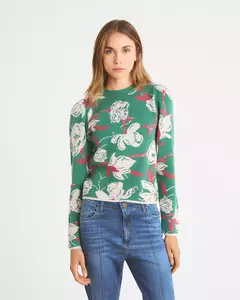 SWEATER DAKOTA WINTER PRINTED GREEN | WANAMA