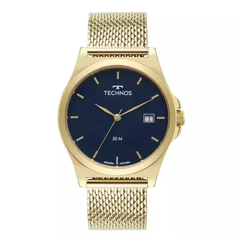 Relógio Masculino Technos Dourado e Azul 1S13CY/1A - comprar online