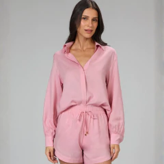 Camisa Leve Manga Longa Rosa Delicado Alto Giro - comprar online