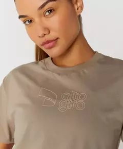 T-Shirt Casual Cropped Bege Castanho Alto Giro na internet