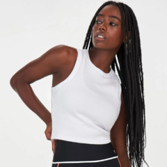 Regata Cropped Canelada Branco Alto Giro