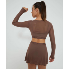 Imagem do Saia Tule c/ Shorts Anticelulite Marrom Cacau Alto Giro