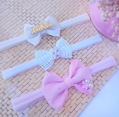 Kit c/ 3 faixinha de bebê (modelos variados)
