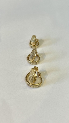 Trio de brincos cravejado - Cristal Brasil Acessórios 