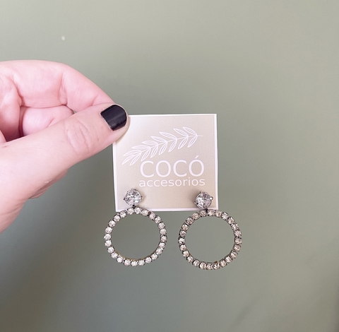 Aros Argolla Strass plateada