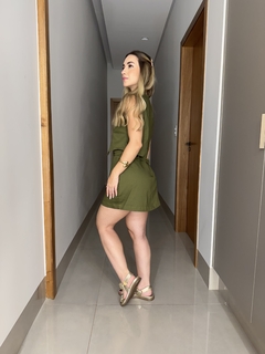 Imagem do Conjunto Colete e Short Saia com Cinto de Sarja