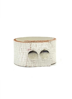 muñequera de cuero. craquelet blanco. - comprar online
