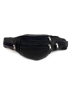 MAXI RIÑONERA DE CUERO. NEGRO.