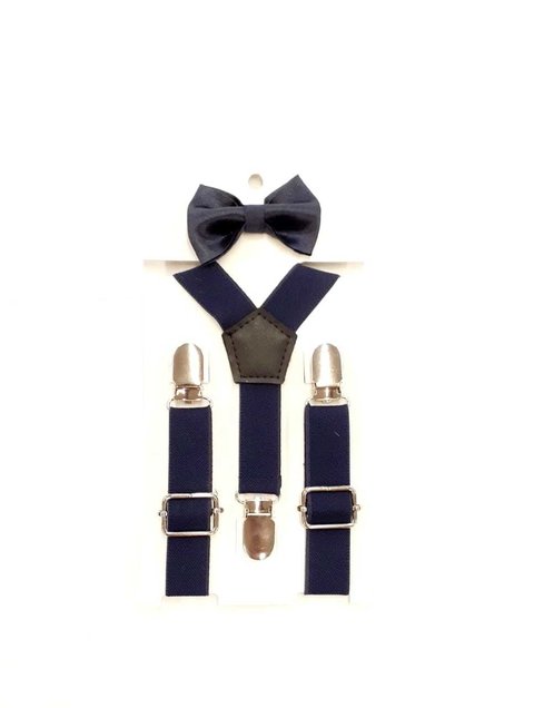 conjunto tirador + moño bebé (0 a 18 meses) azul marino.