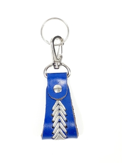 Llavero de cuero bordado AZUL