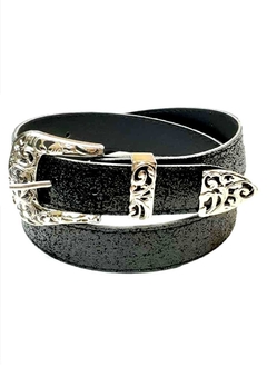 TEXANO CON PUNTERA. CUERINA PASE 30 MM. GLITTER NEGRO.