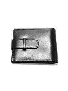BILLETERA CON VOLANTE Y RABILLO. LINEA PREMIUM. NEGRO.