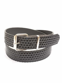 HEBILLA ROLO DIAMANTE. CUERINA PASE 30 MM. NEGRO