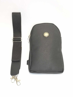 BANDOLERA PORTACELULAR LISA NEGRO
