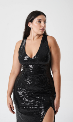 VESTIDO LENTEJUELA LARGO ESCOTE V CURVE NV246LJC en internet
