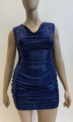 Vestido simil lent buche hombro ancho frunce laterales NV210LJC en internet