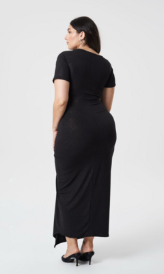 Vestido metalic manga frunce lat NV253MC - tienda online
