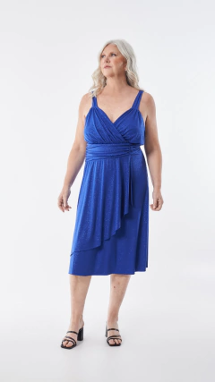 Vestido metalic brillo 1/2pierna bretel fino N1110