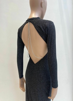 Vestido metalic polera aplique bling NV220M - tienda online