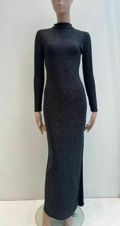 Imagen de Vestido metalic polera aplique bling NV220M