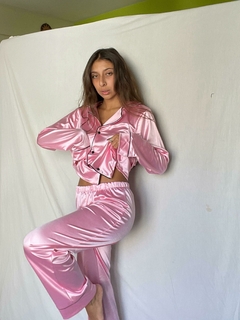 SATINADO ROSA LARGO - PIJAMA - SET COMPLETO en internet