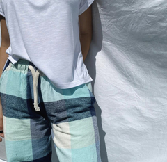 pantalon pilu verde y celeste