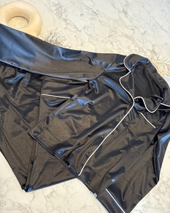 PIJAMA SATINADO NEGRO LARGO - tienda online