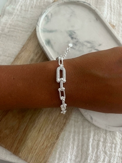 Pulsera acero blanco eslabón estilo tiffany