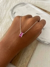 cadena plata italiana y dona con cubic fucsia - comprar online