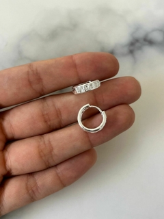 Argollas de plata italiana y circonias - comprar online