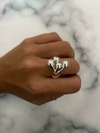 Anillo de acero blanco chunky