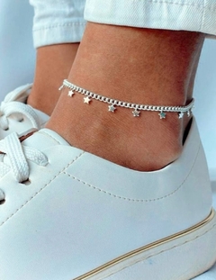 tobillera acero blanco estrellas