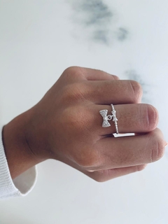 Anillo con cubic y dije plata 925
