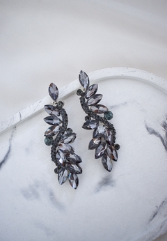 aros cristal colgantes gris oscuro