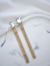 aros piedras y tira de strass dorado