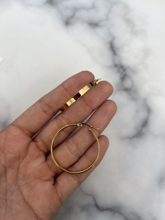 argollas cintas grandes acero dorado