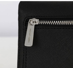 Jet Set Large Logo Trifold Wallet Michael Kors Black - tienda en línea