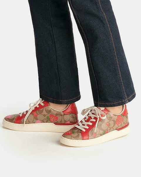 Coach 5.5 mx Clip Low Top Sneaker In Signature Canvas With Wild Strawberry