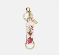 Coach Trigger Snap Bag Charm With With Strawberry Print Keychain