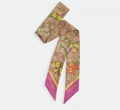 Signature Floral Print Silk Skinny Scarf