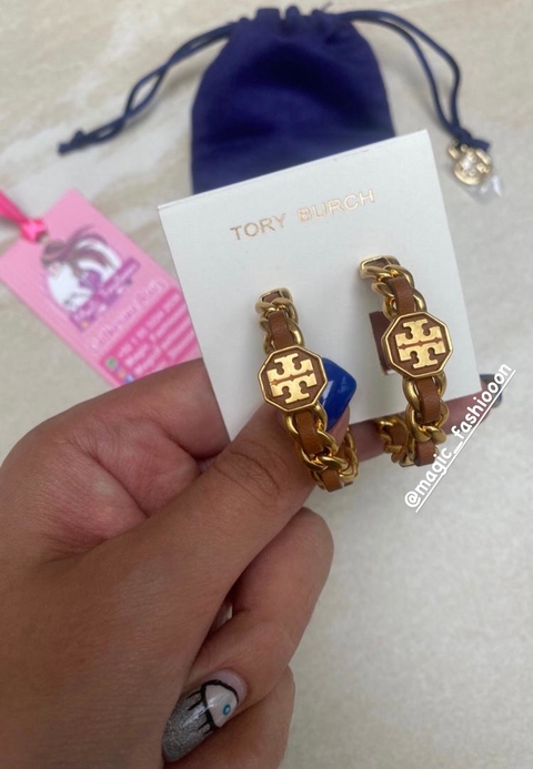 Marion Woven Chain Hoop Earring Arracadas Tory Burch