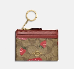 Mini Skinny Id Case In Signature Canvas With Wild Strawberry Print