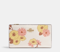 Slim Zip Wallet With Floral Cluster Print