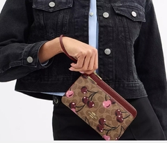 Double Zip Wallet In Signature Canvas With Cherry Print - Magic_Fashiooon