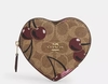 Heart Coin Case In Signature Canvas With Cherry Print - comprar en línea