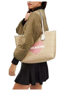 Gold/Light Khaki Chalk Multi City Tote Visi Bag In Signature Canvas With Heart... - comprar en línea