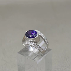 Anillo Diseño en Plata 925 y Oro con Amatista y Cubics M.BO en internet